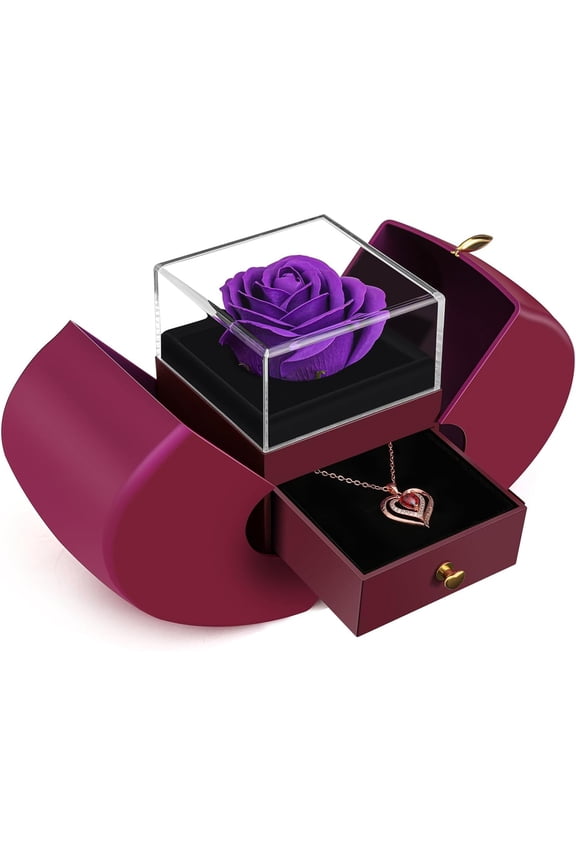 Preserved Purple Real Rose, Gifts for Mom, Wife, Girlfriend, Women, Her Mothers Day, Birthday, Anniversary, Thanksgiving, Christmas, Valentines Day