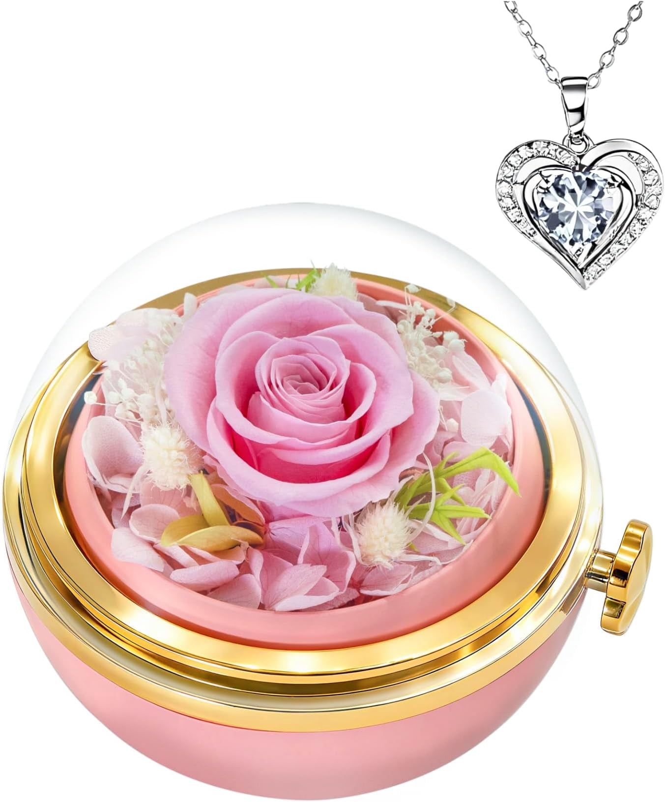 Preserved Real Rose with Heart Necklace Birthday Gifts for Women ...