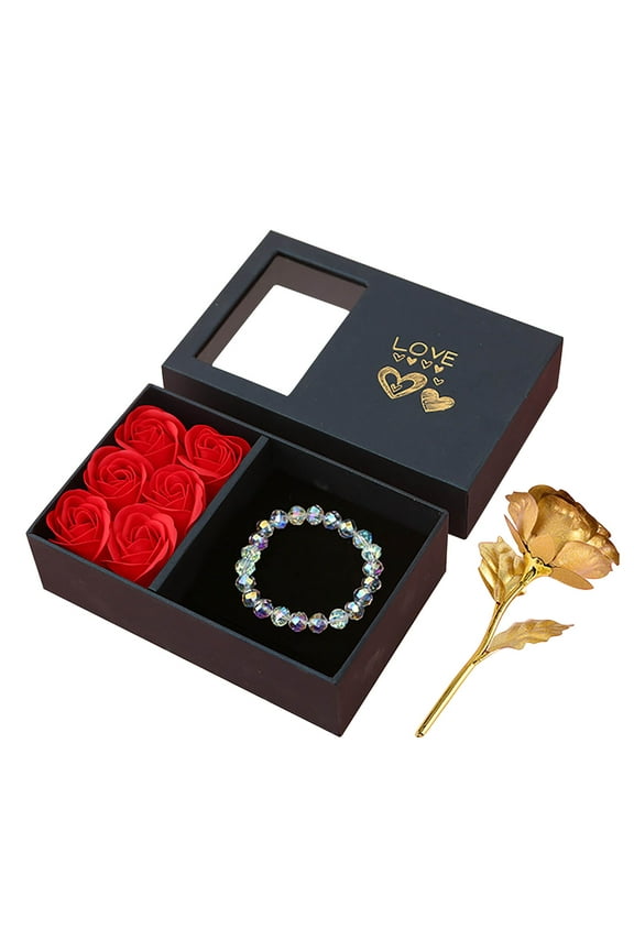 Preserved Real Rose with I Love You Bracelet, Gifts for Girlfriend, Women, Mom, Wife, Gifts Idea on Christmas, Valentine's Day, Mother's Day, Birthday, Anniversary, Thanksgiving