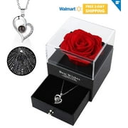 ANSTEN Preserved Real Rose with I Love You Necklace in 100 Languages -Thanksgiving Gifts for Mom Wife Girlfriend Fiancée Her on Christmas Anniversary Mother's Day Valentine's Day Birthday Gifts for Women