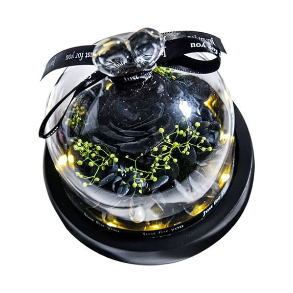Preserved Real Rose with LED Light in Glass Dome – Eternal Flower Gift for Mom, Grandma, Wife, Birthday, Mother's Day, Valentine's Day, Christmas, Anniversary