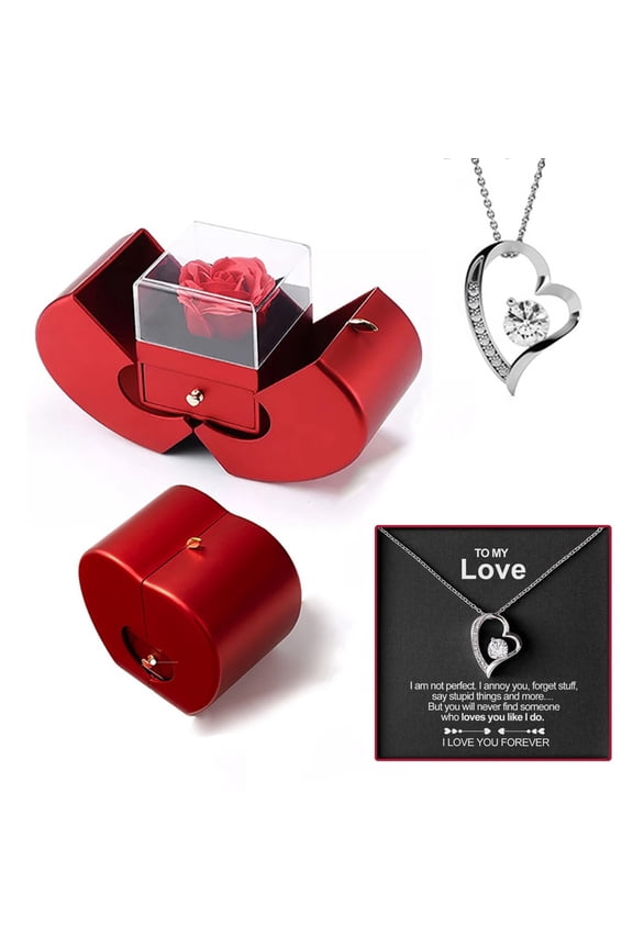 Preserved Real Rose with Necklace,Gifts for Girlfriend,Women,Mom,Wife,Gifts on Christmas,Valentine's Day,Mother's Day,Birthday,Anniversary,Thanksgiving
