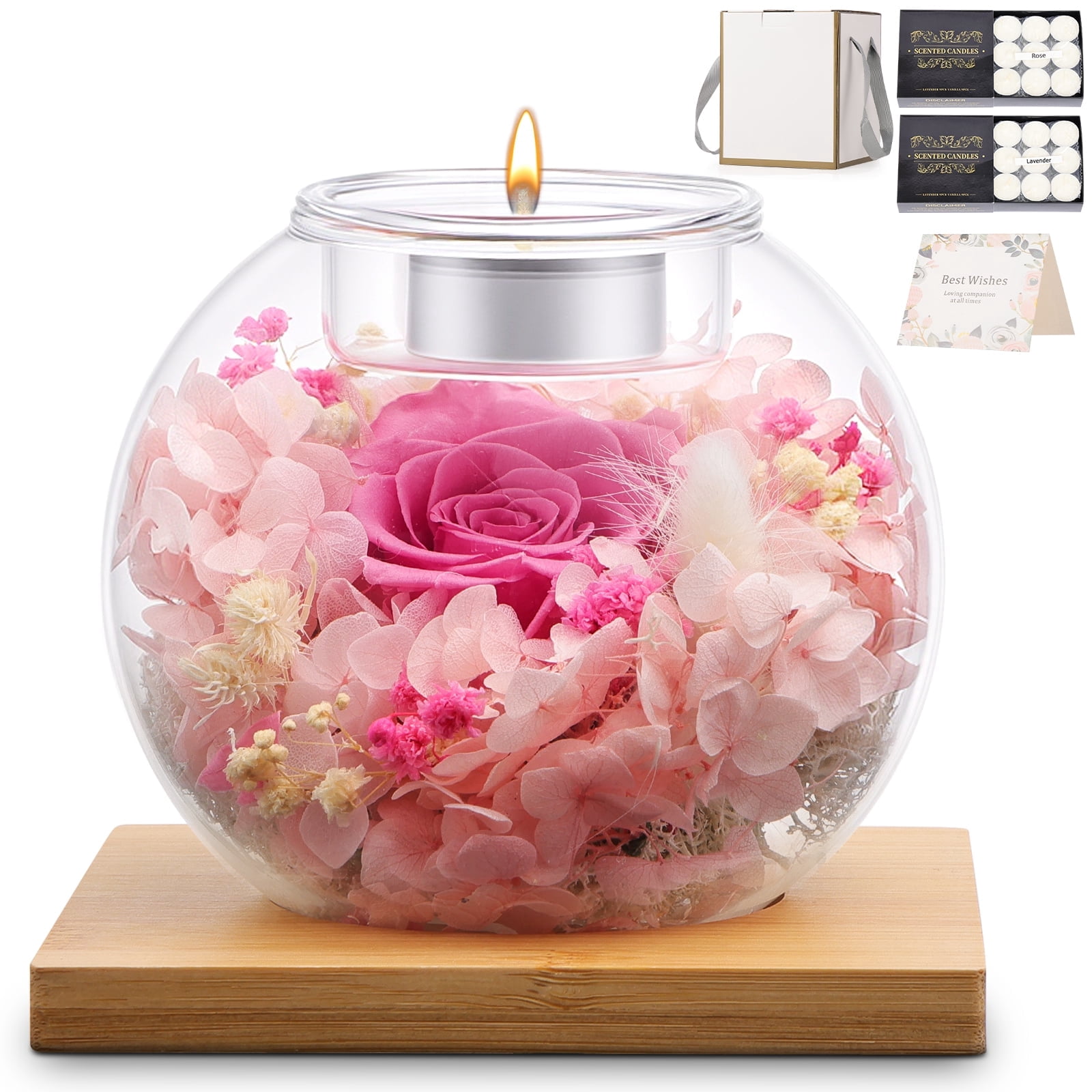 Glass Container With Roses Trysworso Preserved Real Roses in Glass Dome, Scented Eternal Flowers ...