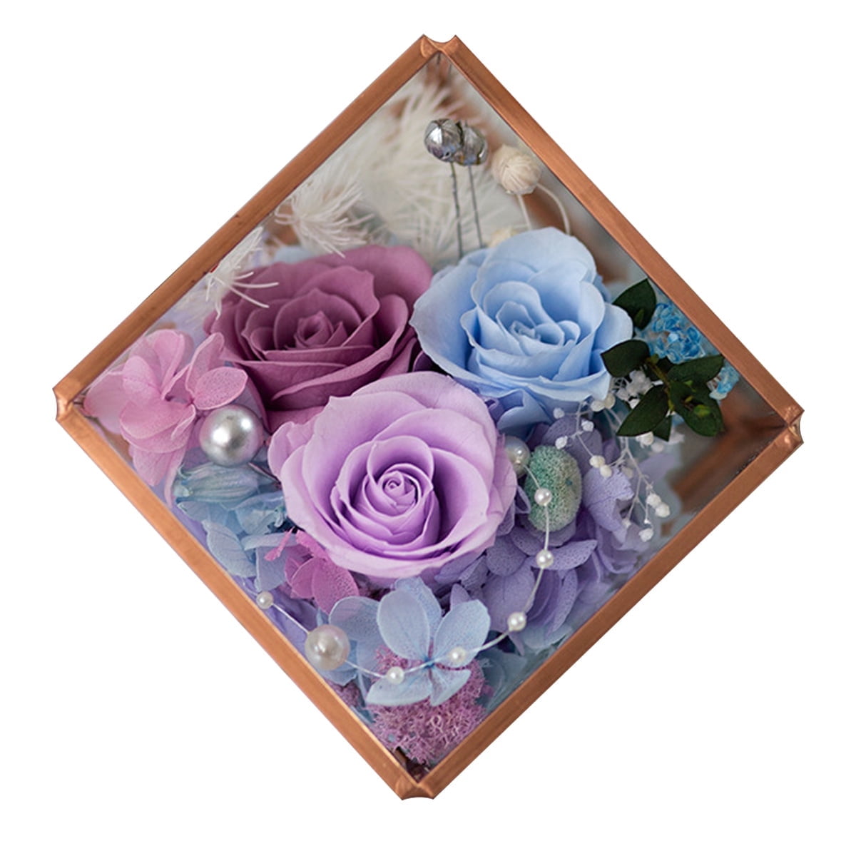 Preserved Real Roses with Colorful Mood Light Wishing Bottle,Eternal