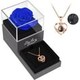 thumbnail image 1 of Preserved Red Real Rose with I Love You Necklace in 100 Languages -Eternal Flowers Rose Gifts for Mom Wife Girlfriend on Birthday Anniversary Christmas Mothers Day Valentines Romantic Gifts for Her, 1 of 11