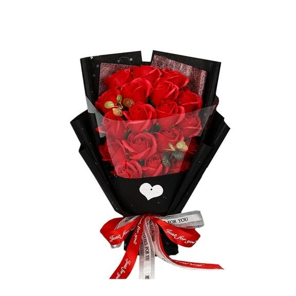 Preserved Red Roses Bouquet, Plastic Long Lasting Real Flowers, Preserved Red Roses Bouquet with Gift Box, Long Lasting Real Touch Flowers for Home Decor & Events