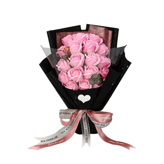 Preserved Red Roses Bouquet, Realistic Artificial Flowers for Wedding Home Decor, Gift for Wife Mom Birthday Pink