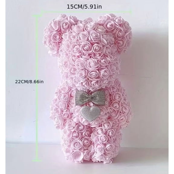 Preserved Rose Bear Plush Gift for Valentine Anniversary Home Decor