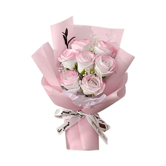 Preserved Rose Bouquet, Soap Flower Gift Set, Mini Paper Flower Arrangement With LED Light, Romantic Valentine's Day Gift For Women, Elegant Decorative Floral Present