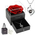 thumbnail image 1 of Preserved Rose with I Love You Necklace Rose Gifts for Women Girlfriend Wife Mom Grandma Birthday Christmas Valentines Mothers Day Anniversary Wedding Thanksgiving, Silver, 1 of 7