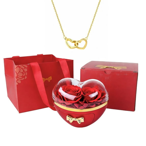 Preserved Rose with Necklace for Mom Birthday Gifts Eternal Roses Flowers for Valentines Christmas Day Anniversary Gifts for Her Mother Grandma Wife Sister Daughter Girl Friends