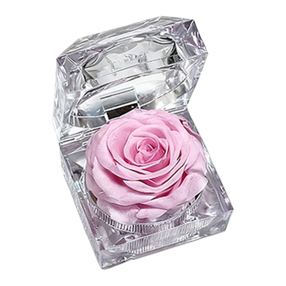 Preserved Rose Real Forever Rose In Clear Ring Box, Eternal Flower Rose Gifts, Handmade Preserved Fresh Flower Eternity Rose Romantic Gift for Her Mother's Day Surprise Mom Wife (Red)