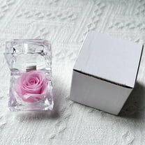 Preserved Rose Real Fresh Rose in Mini Clear Ring Box, Eternal Flower Rose Gifts for Women Mom Girlfriend Grandma, Mothers Day, Anniversary, Valentines, Christmas, Birthday (Pink)