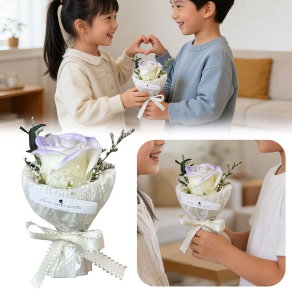 Preserved Rose Single Stem Bouquet, Long-Lasting Romantic Flower for Festival, Birthday, Valentines Day, or Desktop Decoration