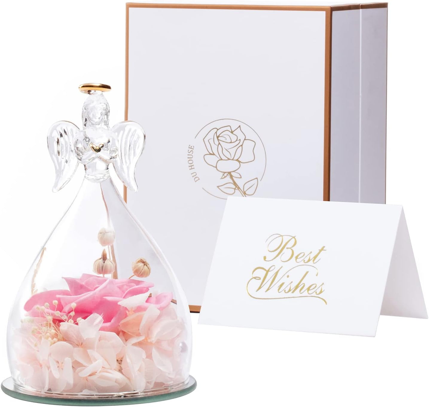 Preserved Rose in Angel Glass Real Rose Eternal Flower Gifts for ...