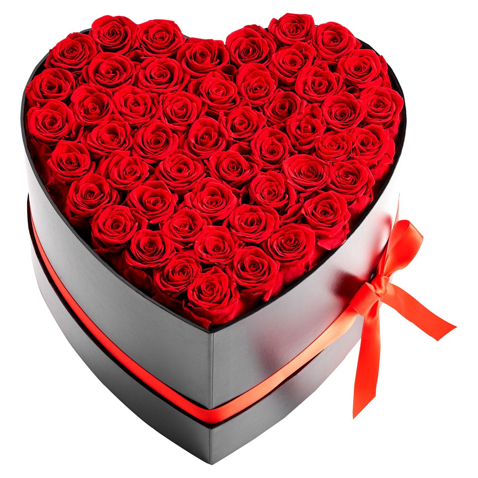 Preserved Roses 50 Real Roses in Heart Box Lasts Up to 3 Years No Watering Needed Light Rose Fragrance for Valentine's Day