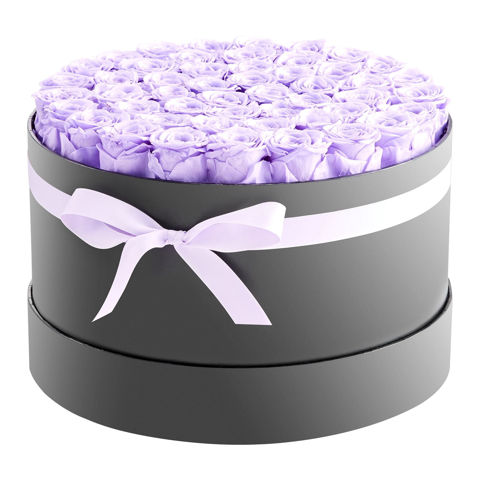 Preserved Roses 50 Real Roses in Round Box Lasts Up to 3 Years No Watering Needed Light Rose Fragrance Clear Top for Decor