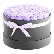 Preserved Roses 50 Real Roses in Round Box Lasts Up to 3 Years No Watering Needed Light Rose Fragrance Clear Top for Decor