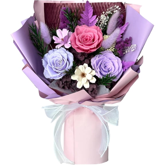 Preserved Roses Eternal Flowers Real Purple Roses that Last 3 Years Home Decor Birthday Gifts for Women Mothers Day Flowers for Wife