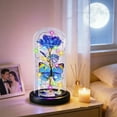 thumbnail image 1 of Preserved Roses in Glass Dome 4.53x9.06 Inch Artificial Glowing Rose with Butterflies Romantic Valentines Roses for Anniversary, Birthday, Valentine’s Day(1pcs, Blue), 1 of 7