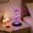 thumbnail image 1 of Preserved Roses in Glass Dome 4.53x9.06 Inch Artificial Glowing Rose with Butterflies Romantic Valentines Roses for Anniversary, Birthday, Valentine’s Day(1pcs, Pink), 1 of 7