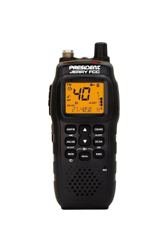 JERRY FCC AM & FM Handheld CB Radio with Vehicle Charging System, Black
