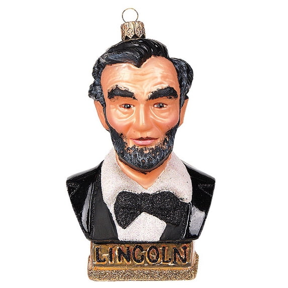 President Abraham Lincoln Bust Polish Glass Christmas Ornament Tree Decoration