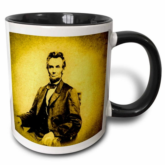 3drose, President Abraham Lincoln Stereoview, 11oz Two-tone Black Mug