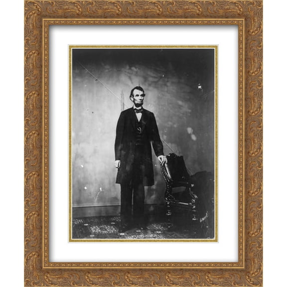 President Abraham Lincoln, full-length portrait, standing 18x24 Double Matted Gold Ornate Framed Art Print