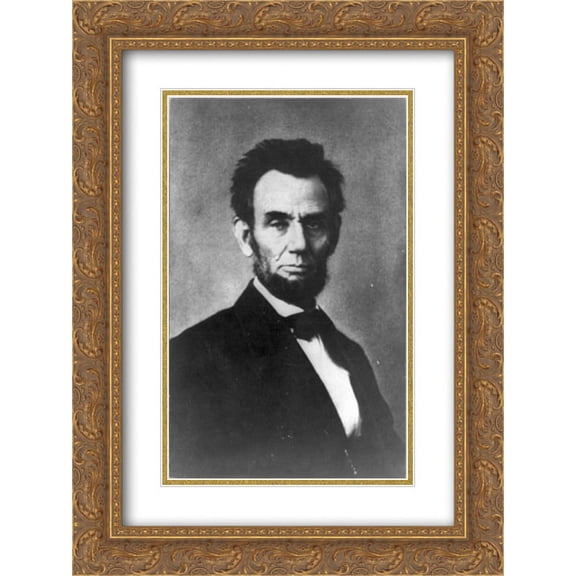 President Abraham Lincoln, half-length portrait, seated 18x24 Double Matted Gold Ornate Framed Art Print