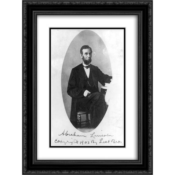 President Abraham Lincoln, portrait, seated and facing front 16x24 Double Matted Black Ornate Framed Art Print