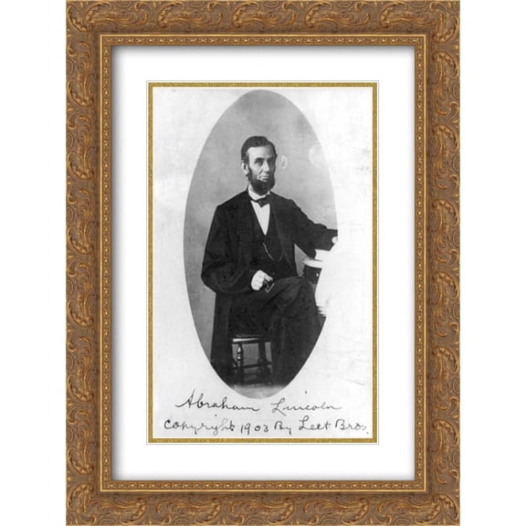 President Abraham Lincoln, portrait, seated and facing front 16x24 Double Matted Gold Ornate Framed Art Print