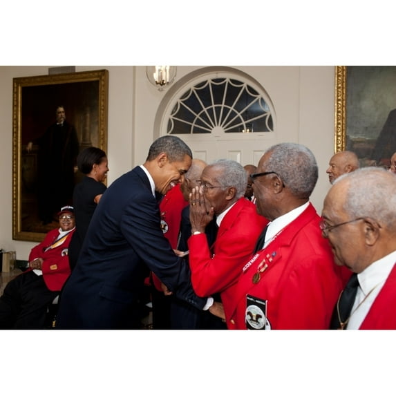 President Barack And Michelle Obama Greet Tuskegee Airmen. Jan. 13 History (24 x 18)