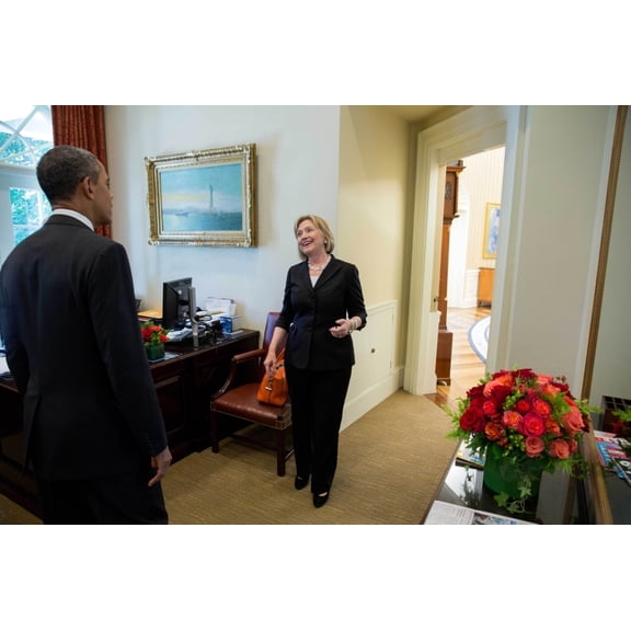 President Barack Obama Greets Former Sec. Of State History (36 x 24)