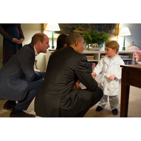 President Barack Obama Shakes Hands With Prince George History (36 x 24)