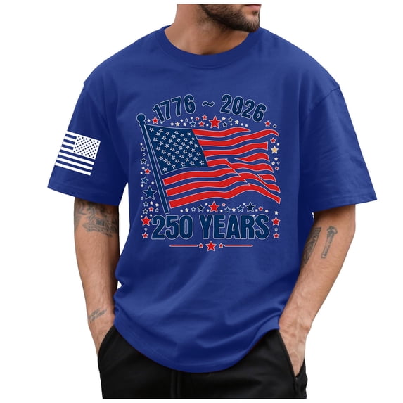 President Day Sales 250 Anniversary USA 250th American Flag Patriotic 250 Years Mens T-Shirt Blue,L