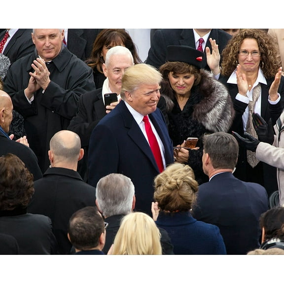 President Donald Trump in Crowd Inauguration - 24x36 Inch Laminated Poster - Stunning Detail and Bold Colors