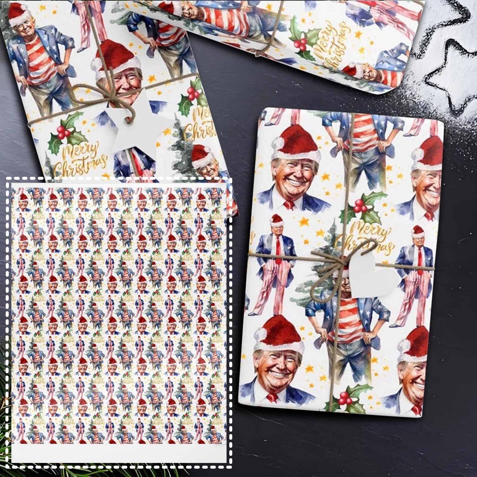 President Donald Wrapping Paper, President Gift Wrap for Christmas ...