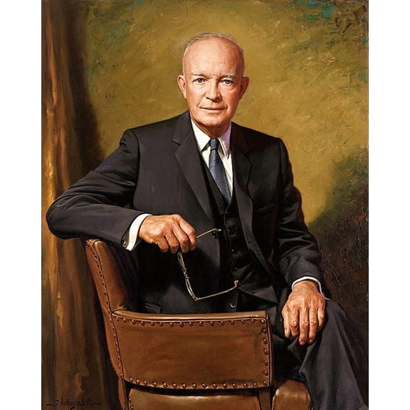 President Dwight D. Eisenhower Portrait Painting - Style A - 20x30 Inch Laminated Poster - Stunning Detail and Bold Colors