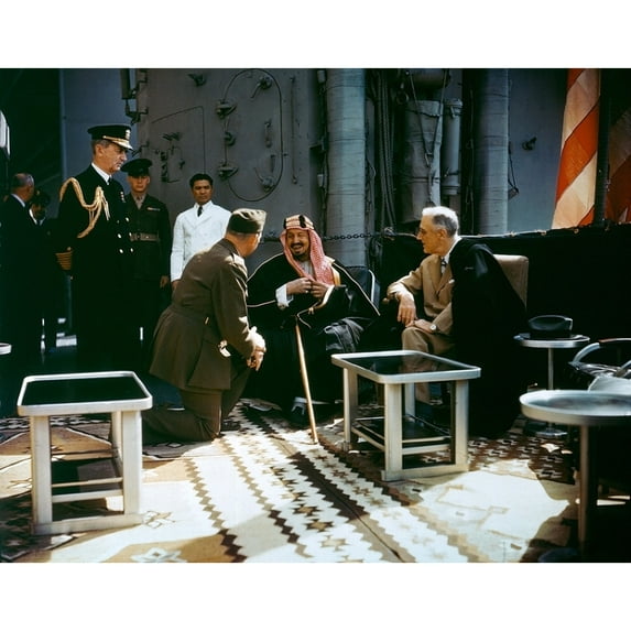 President Franklin Roosevelt Meets With Saudi Arabian King Ibn Saud. Feb. 14 History (36 x 24)