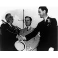 thumbnail image 1 of President Franklin Roosevelt Shaking Hands With Newly Elected Congressman Lyndon Johnson. Texas Governor James Allred Looks On During Fdr'S Trip To Galveston On May 12 History (36 x 24), 1 of 1