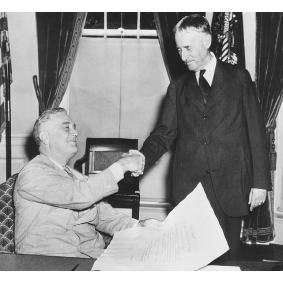 President Franklin Roosevelt Shaking Hands With His New Secretary Of War History (36 x 24)