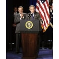 thumbnail image 1 of President George W. Bush & Rumsfeld - Style A - 12x18 Inch Laminated Poster - Stunning Detail and Bold Colors, 1 of 4