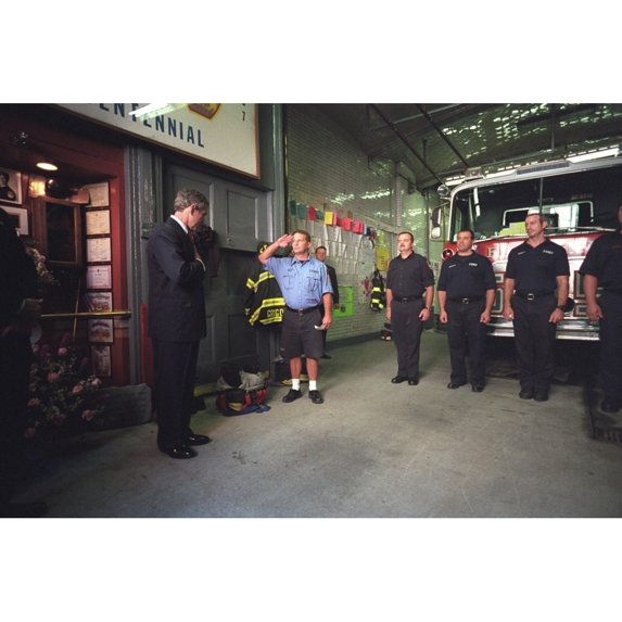 President George W. Bush Visits With Firefighters At Engine Co. 55 In ...