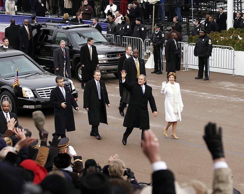 President George W. Bush in Inaugural Parade - 20x30 Inch Laminated ...