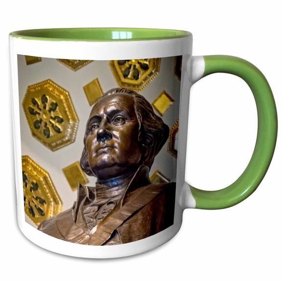 3drose, President George Washington Statue in Alexandria Virginia, 15oz Two-tone Green Mug