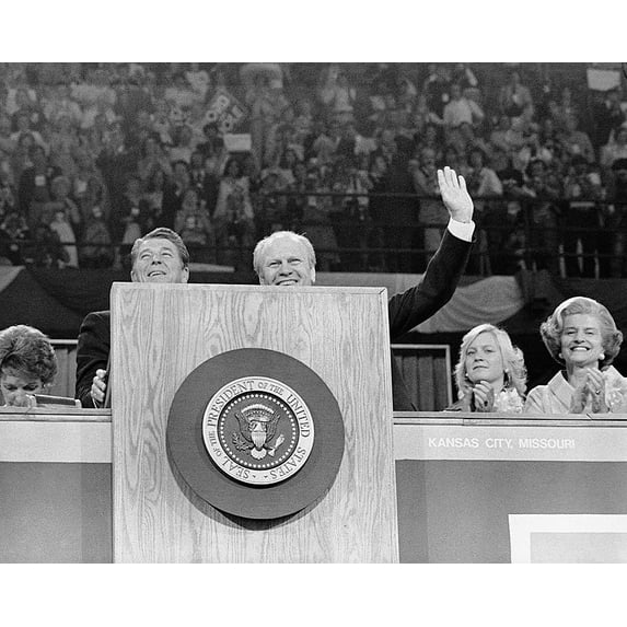President Gerald Ford and Ronald Reagan RNC - 24x36 Inch Laminated Poster - Stunning Detail and Bold Colors