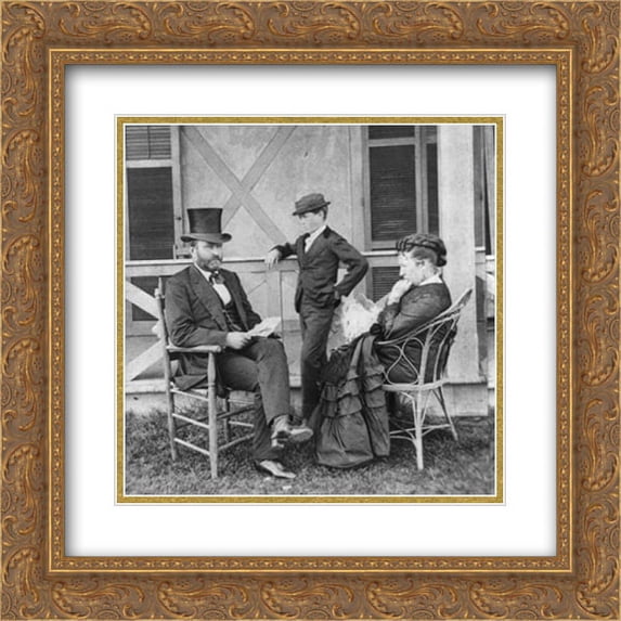 President Grant at his cottage by the sea 20x20 Double Matted Gold Ornate Framed Art Print