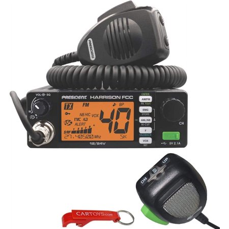 President Harrison FCC Vehicle CB Radio & DIGIMIKE Noise Reduction Microphone Bundle. AM/FM Mobile Radio for Trucks and Work Vans with CTCSS/DCS, PA, Scan/Skip, USB, Roger Beep, and PA Public Address