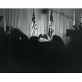 thumbnail image 1 of President Harry Truman Seated At His Desk With Lights On And Cameras Rolling. He Was Announcing That World War 2 In, 1 of 2